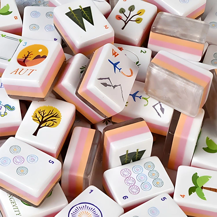 Azulejos Mahjong acrílicos rosa loto