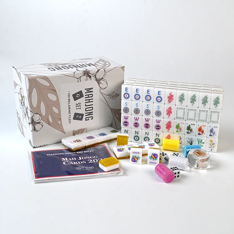 Conjunto de Mahjong floral minimalista